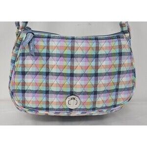 Vera Bradley Saddle Turnlock Crossbody Shoulder Bag Multicolor Gingham Plaid